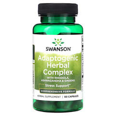 Complexe adaptogène à base de plantes à la rhodiole à l'ashwagandha et au ginseng 60 capsules
